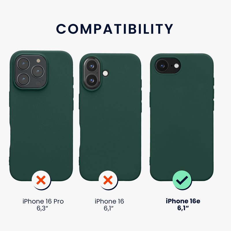 Laptop, Telefoane si Tablete - Telefoane mobile si accesorii - Accesorii Telefoane - Huse telefoane - Husa Kwmobile pentru iPhone 17e/16e, protectie la socuri, silicon, verde padure - Infinity.ro