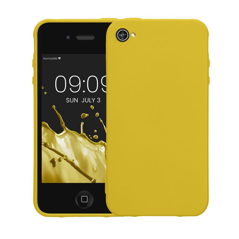 Laptop, Telefoane si Tablete - Telefoane mobile si accesorii - Accesorii Telefoane - Huse telefoane - Husa Kwmobile pentru iPhone 4/4S, incarcare wireless, silicon, galben - Infinity.ro