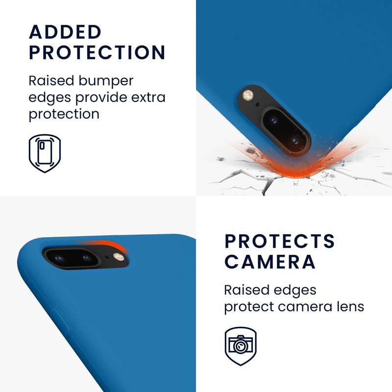 Laptop, Telefoane si Tablete - Telefoane mobile si accesorii - Accesorii Telefoane - Huse telefoane - Husa Kwmobile pentru iPhone 7 Plus/8 Plus, incarcare wireless, anti-alunecare, silicon, albastru - Infinity.ro