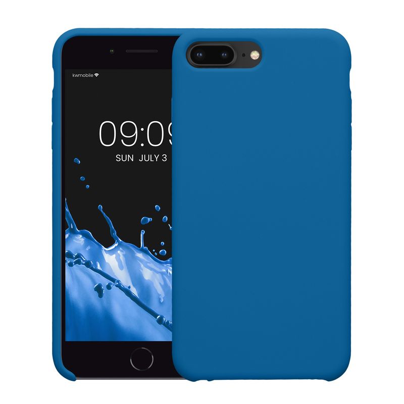 Laptop, Telefoane si Tablete - Telefoane mobile si accesorii - Accesorii Telefoane - Huse telefoane - Husa Kwmobile pentru iPhone 7 Plus/8 Plus, incarcare wireless, anti-alunecare, silicon, albastru - Infinity.ro