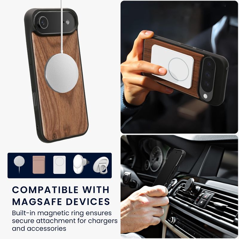 Laptop, Telefoane si Tablete - Telefoane mobile si accesorii - Accesorii Telefoane - Huse telefoane - Husa Kwmobile pentru iPhone Air, compatibilitate MagSafe, lemn, TPU, maro - Infinity.ro