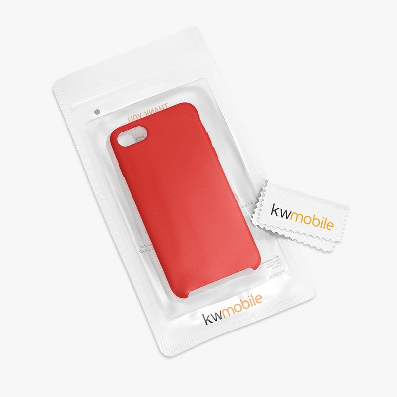 Laptop, Telefoane si Tablete - Telefoane mobile si accesorii - Accesorii Telefoane - Huse telefoane - Husa Kwmobile pentru iPhone SE (2022)/SE (2020)/8/7, incarcare wireless, anti-alunecare, silicon, rosu - Infinity.ro
