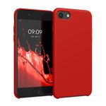 Laptop, Telefoane si Tablete - Telefoane mobile si accesorii - Accesorii Telefoane - Huse telefoane - Husa Kwmobile pentru iPhone SE (2022)/SE (2020)/8/7, incarcare wireless, anti-alunecare, silicon, rosu - Infinity.ro
