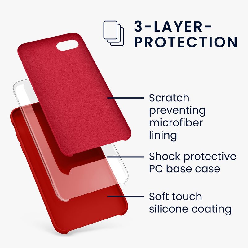 Laptop, Telefoane si Tablete - Telefoane mobile si accesorii - Accesorii Telefoane - Huse telefoane - Husa Kwmobile pentru iPhone SE (2022)/SE (2020)/8/7, incarcare wireless, anti-alunecare, silicon, rosu - Infinity.ro