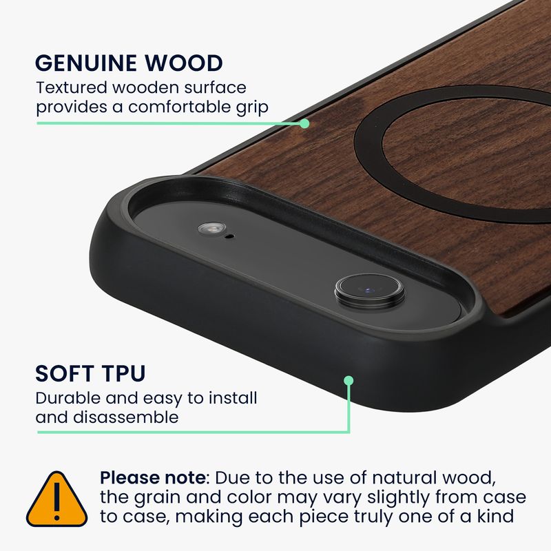 Laptop, Telefoane si Tablete - Telefoane mobile si accesorii - Accesorii Telefoane - Huse telefoane - Husa Kwmobile pentru iPhone Air, compatibilitate MagSafe, lemn, TPU, maro, negru - Infinity.ro
