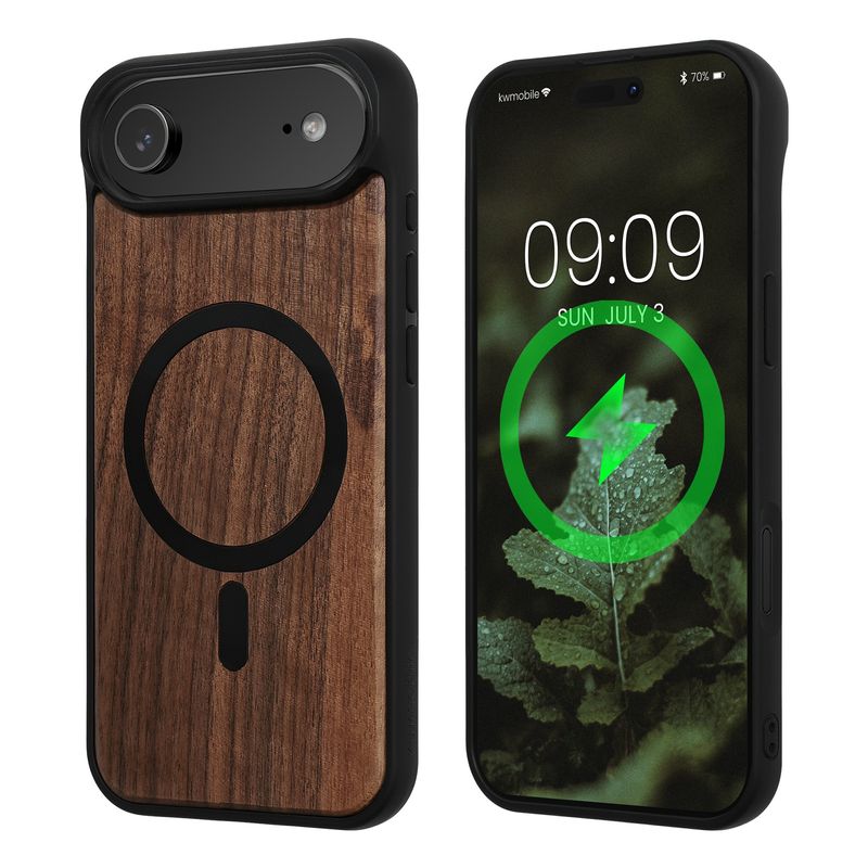 Laptop, Telefoane si Tablete - Telefoane mobile si accesorii - Accesorii Telefoane - Huse telefoane - Husa Kwmobile pentru iPhone Air, compatibilitate MagSafe, lemn, TPU, maro, negru - Infinity.ro