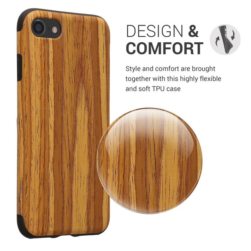 Laptop, Telefoane si Tablete - Telefoane mobile si accesorii - Accesorii Telefoane - Huse telefoane - Husa Kwmobile pentru iPhone SE (2022)/SE (2020)/8/7, anti-alunecare, lemn, TPU, maro - Infinity.ro