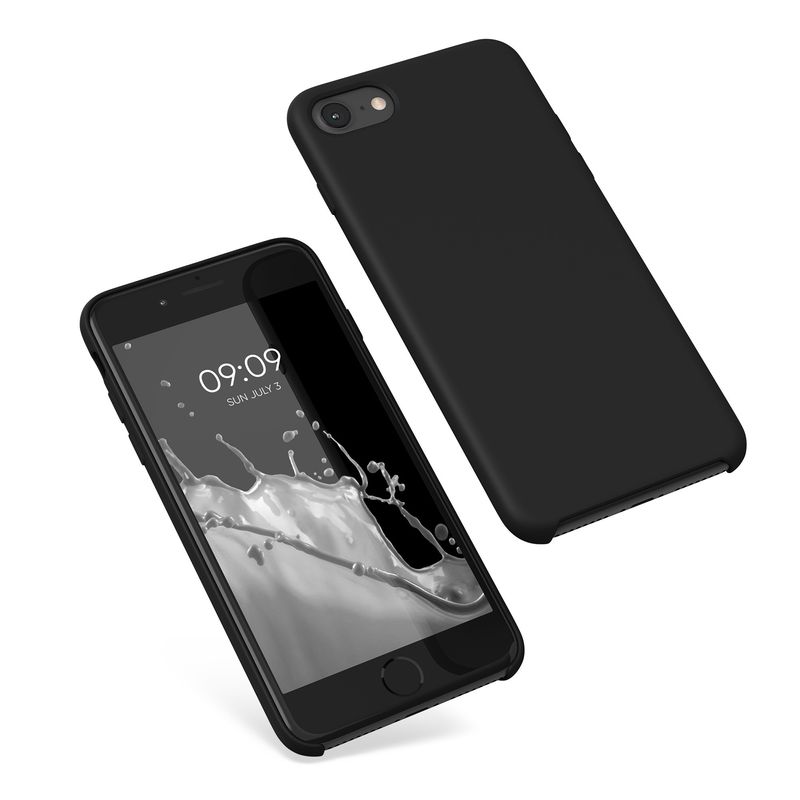 Laptop, Telefoane si Tablete - Telefoane mobile si accesorii - Accesorii Telefoane - Huse telefoane - Husa Kwmobile pentru iPhone SE (2022)/SE (2020)/8/7, incarcare wireless, anti-alunecare, silicon, negru - Infinity.ro