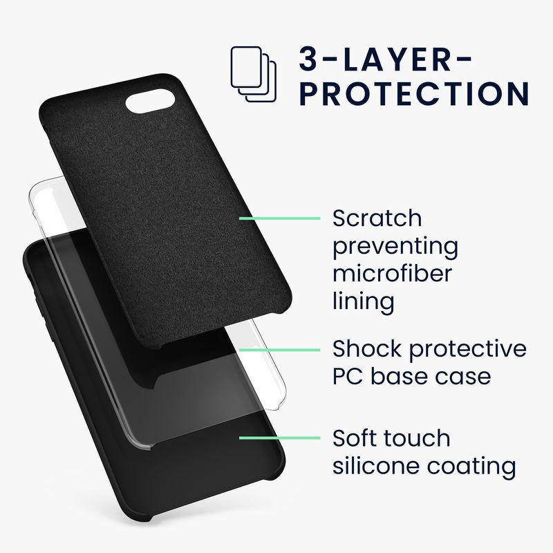 Laptop, Telefoane si Tablete - Telefoane mobile si accesorii - Accesorii Telefoane - Huse telefoane - Husa Kwmobile pentru iPhone SE (2022)/SE (2020)/8/7, incarcare wireless, anti-alunecare, silicon, negru - Infinity.ro
