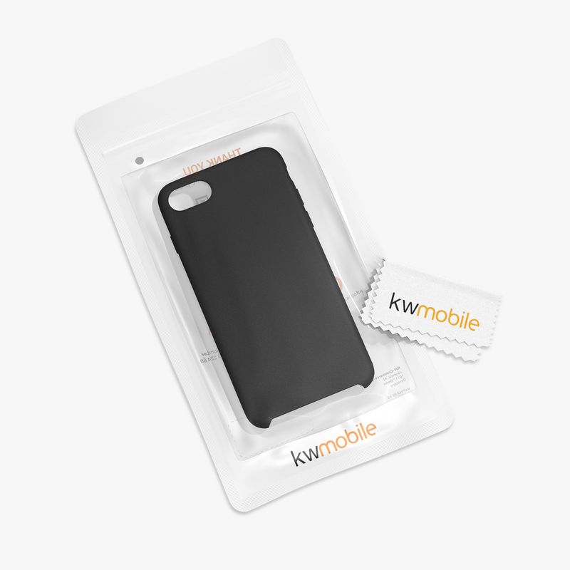 Laptop, Telefoane si Tablete - Telefoane mobile si accesorii - Accesorii Telefoane - Huse telefoane - Husa Kwmobile pentru iPhone SE (2022)/SE (2020)/8/7, incarcare wireless, anti-alunecare, silicon, negru - Infinity.ro