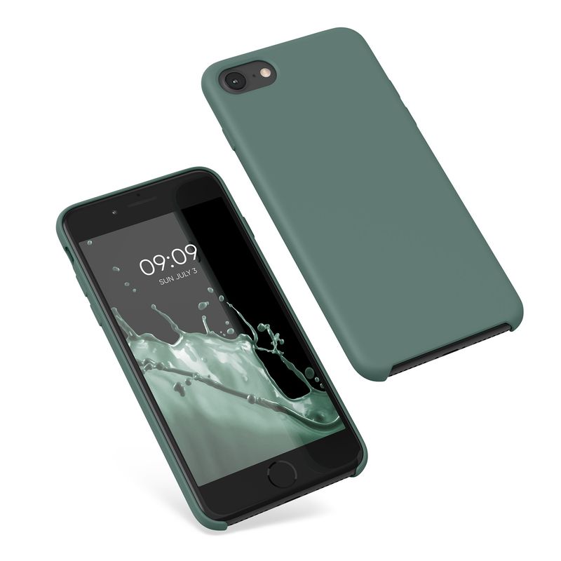 Laptop, Telefoane si Tablete - Telefoane mobile si accesorii - Accesorii Telefoane - Huse telefoane - Husa Kwmobile pentru iPhone SE (2022)/SE (2020)/8/7, incarcare wireless, silicon, verde - Infinity.ro