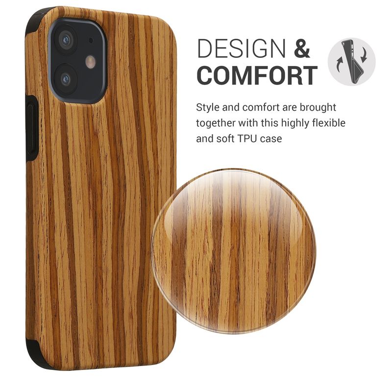Laptop, Telefoane si Tablete - Telefoane mobile si accesorii - Accesorii Telefoane - Huse telefoane - Husa Kwmobile pentru iPhone SE (2022)/SE (2020)/8/7, anti-alunecare, protectie la socuri, lemn, TPU, maro - Infinity.ro