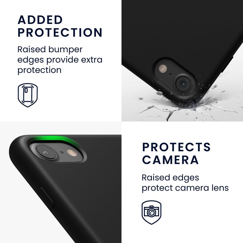 Laptop, Telefoane si Tablete - Telefoane mobile si accesorii - Accesorii Telefoane - Huse telefoane - Husa Kwmobile pentru iPhone SE (2022)/SE (2020)/8/7, incarcare wireless, anti-alunecare, silicon, negru - Infinity.ro