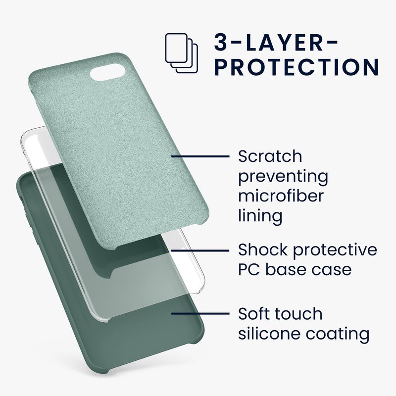 Laptop, Telefoane si Tablete - Telefoane mobile si accesorii - Accesorii Telefoane - Huse telefoane - Husa Kwmobile pentru iPhone SE (2022)/SE (2020)/8/7, incarcare wireless, silicon, verde - Infinity.ro