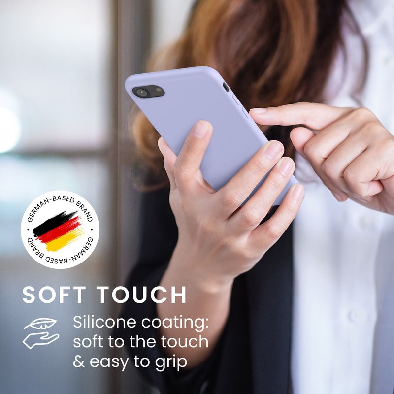 Laptop, Telefoane si Tablete - Telefoane mobile si accesorii - Accesorii Telefoane - Huse telefoane - Husa Kwmobile pentru iPhone SE (2022)/SE (2020)/8/7, incarcare wireless, anti-alunecare, silicon, mov - Infinity.ro