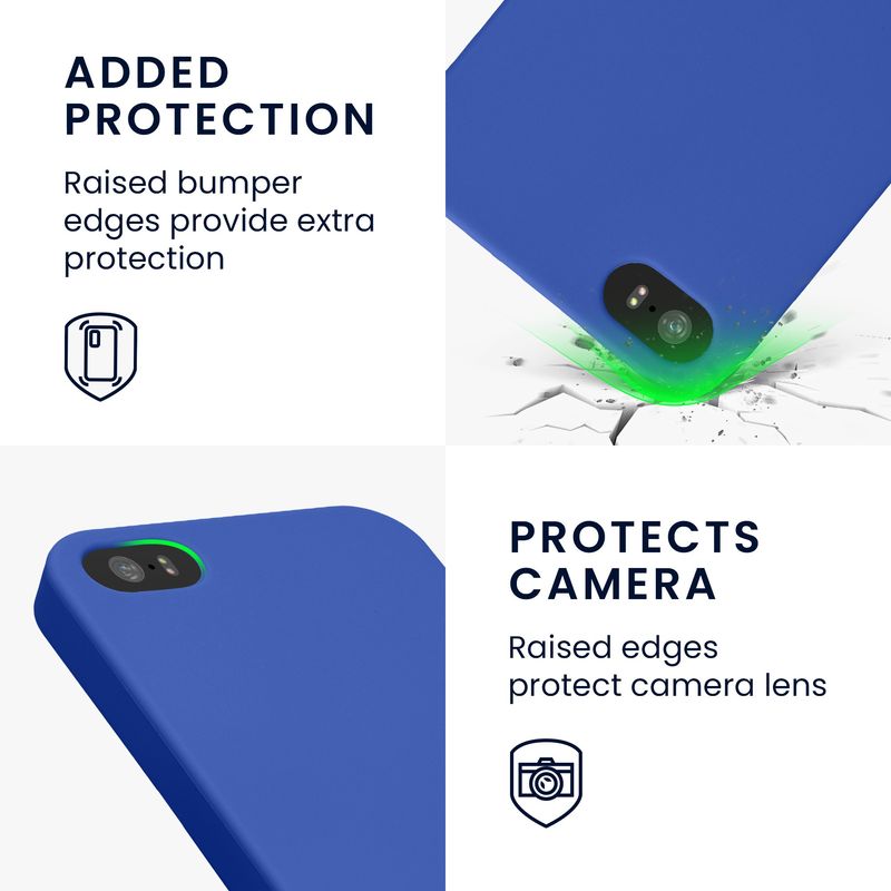 Laptop, Telefoane si Tablete - Telefoane mobile si accesorii - Accesorii Telefoane - Huse telefoane - Husa Kwmobile pentru iPhone SE (generatia 1 (2016))/5/5S, incarcare wireless, anti-alunecare, silicon, albastru - Infinity.ro
