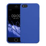 Laptop, Telefoane si Tablete - Telefoane mobile si accesorii - Accesorii Telefoane - Huse telefoane - Husa Kwmobile pentru iPhone SE (generatia 1 (2016))/5/5S, incarcare wireless, anti-alunecare, silicon, albastru - Infinity.ro