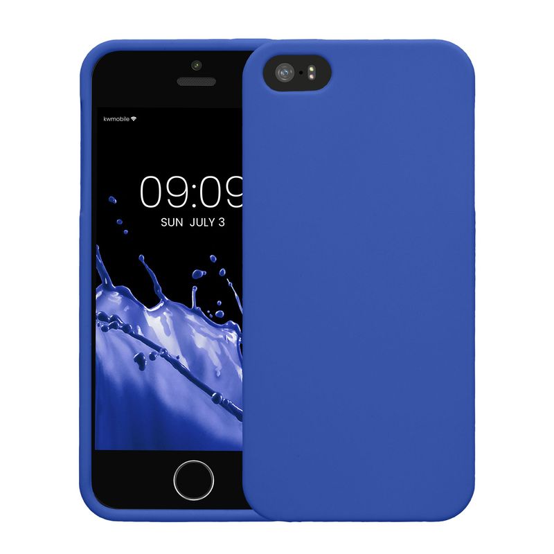 Laptop, Telefoane si Tablete - Telefoane mobile si accesorii - Accesorii Telefoane - Huse telefoane - Husa Kwmobile pentru iPhone SE (generatia 1 (2016))/5/5S, incarcare wireless, anti-alunecare, silicon, albastru - Infinity.ro