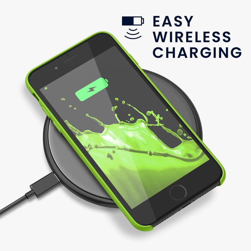 Laptop, Telefoane si Tablete - Telefoane mobile si accesorii - Accesorii Telefoane - Huse telefoane - Husa Kwmobile pentru iPhone SE (2022)/SE (2020)/8/7, incarcare wireless, anti-alunecare, silicon, verde - Infinity.ro