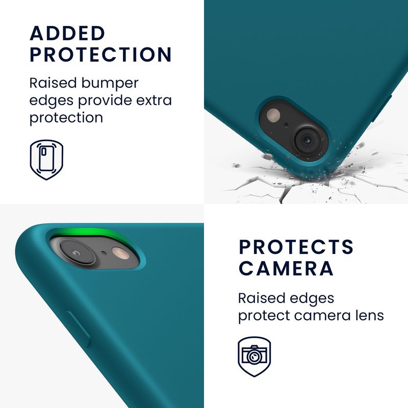Laptop, Telefoane si Tablete - Telefoane mobile si accesorii - Accesorii Telefoane - Huse telefoane - Husa Kwmobile pentru iPhone SE (2022)/SE (2020)/8/7, incarcare wireless, anti-alunecare, silicon, turcoaz - Infinity.ro