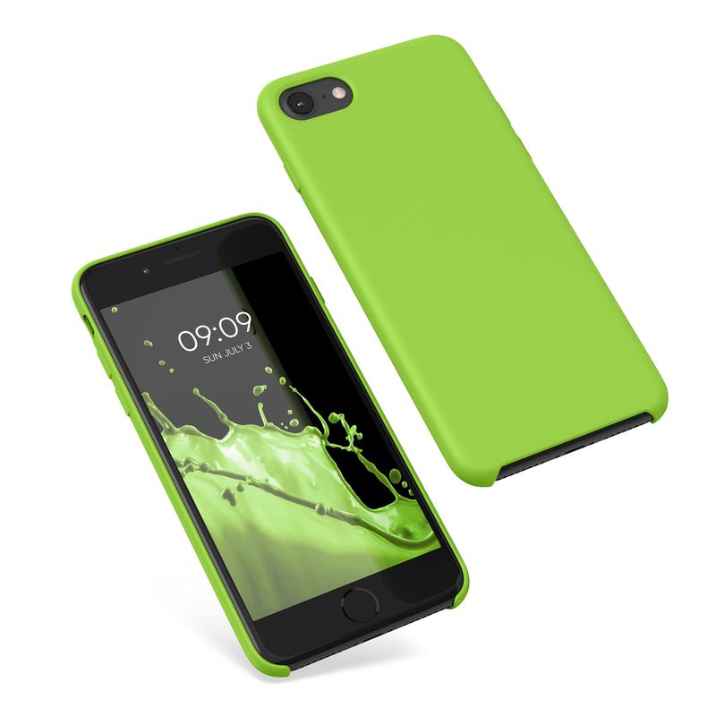 Laptop, Telefoane si Tablete - Telefoane mobile si accesorii - Accesorii Telefoane - Huse telefoane - Husa Kwmobile pentru iPhone SE (2022)/SE (2020)/8/7, incarcare wireless, anti-alunecare, silicon, verde - Infinity.ro