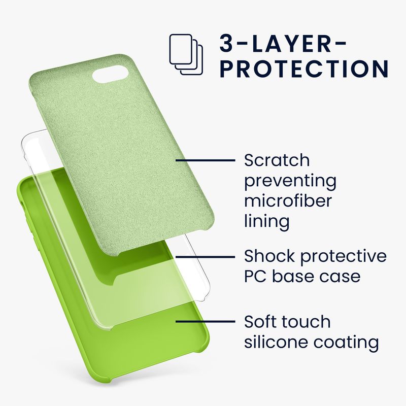 Laptop, Telefoane si Tablete - Telefoane mobile si accesorii - Accesorii Telefoane - Huse telefoane - Husa Kwmobile pentru iPhone SE (2022)/SE (2020)/8/7, incarcare wireless, anti-alunecare, silicon, verde - Infinity.ro
