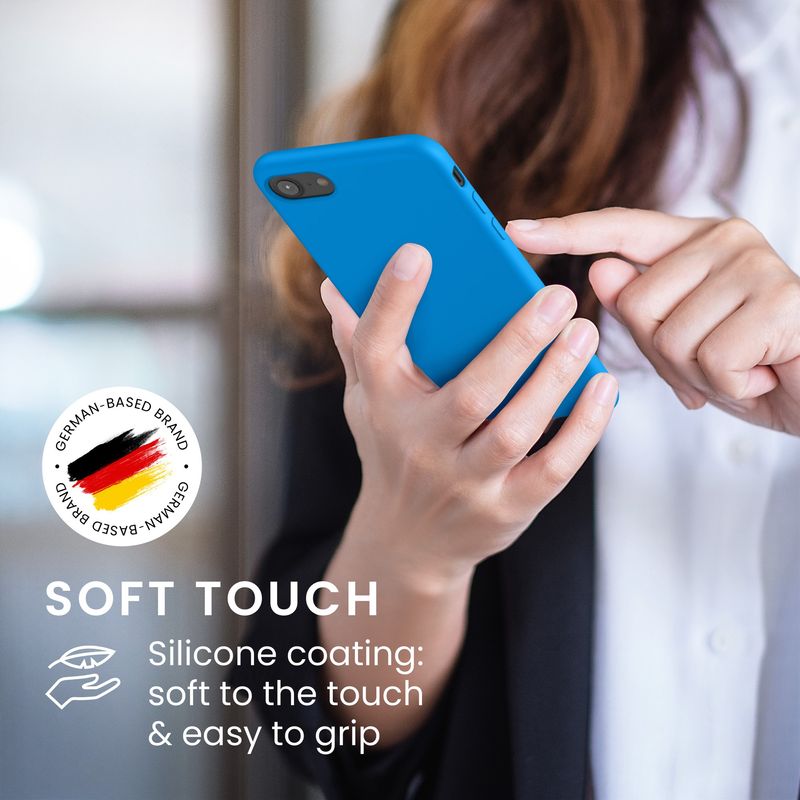 Laptop, Telefoane si Tablete - Telefoane mobile si accesorii - Accesorii Telefoane - Huse telefoane - Husa Kwmobile pentru iPhone SE (2022)/SE (2020)/8/7, incarcare wireless, silicon, albastru - Infinity.ro