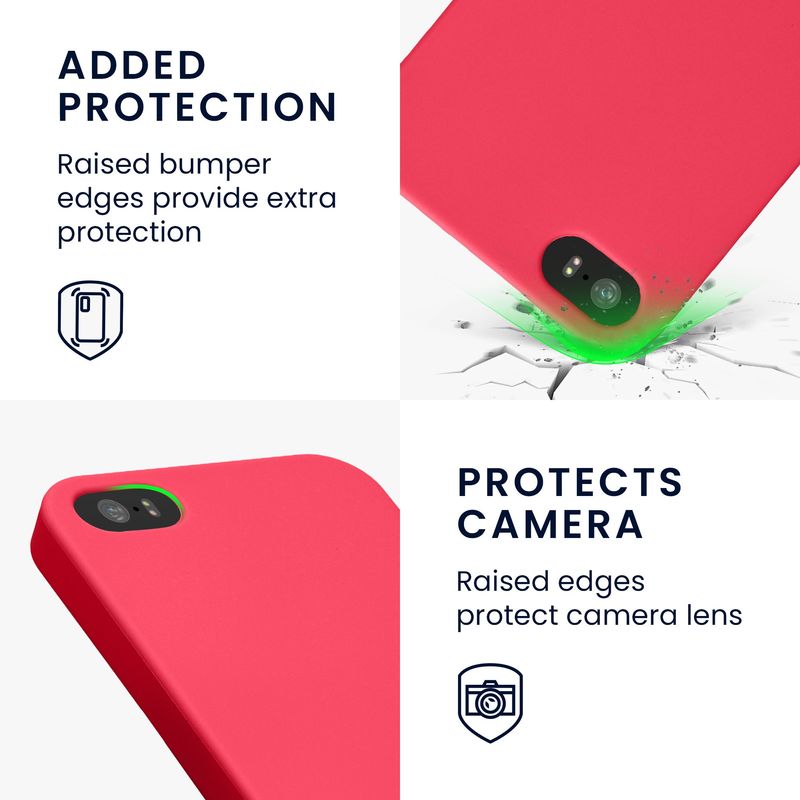 Laptop, Telefoane si Tablete - Telefoane mobile si accesorii - Accesorii Telefoane - Huse telefoane - Husa Kwmobile pentru iPhone SE (generatia 1 (2016))/5/5S, incarcare wireless, silicon, roz neon - Infinity.ro