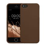 Laptop, Telefoane si Tablete - Telefoane mobile si accesorii - Accesorii Telefoane - Huse telefoane - Husa Kwmobile pentru iPhone SE (generatia 1 (2016))/5/5S, incarcare wireless, silicon, maro - Infinity.ro