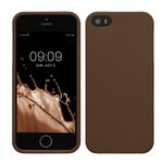 Laptop, Telefoane si Tablete - Telefoane mobile si accesorii - Accesorii Telefoane - Huse telefoane - Husa Kwmobile pentru iPhone SE (generatia 1 (2016))/5/5S, incarcare wireless, silicon, maro - Infinity.ro