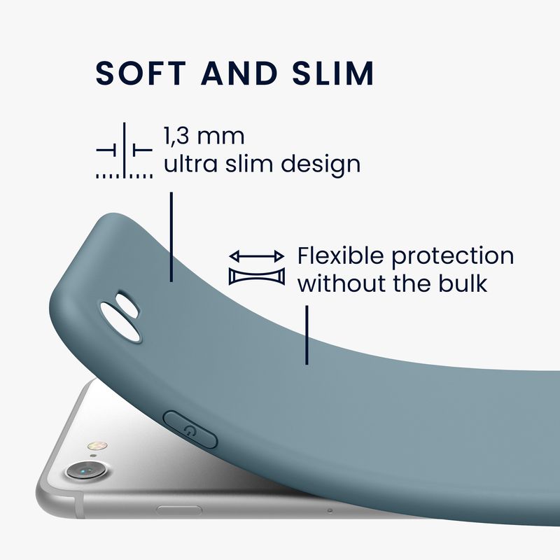 Laptop, Telefoane si Tablete - Telefoane mobile si accesorii - Accesorii Telefoane - Huse telefoane - Husa Kwmobile pentru iPhone SE3/SE2/SE (2022)/SE (2020), anti-alunecare, silicon, albastru - Infinity.ro