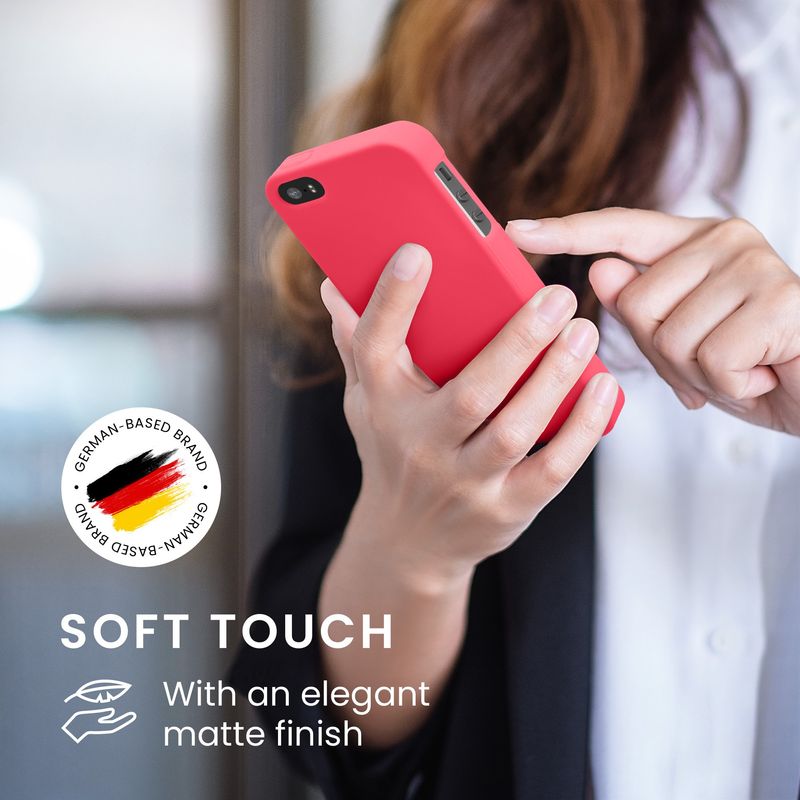Laptop, Telefoane si Tablete - Telefoane mobile si accesorii - Accesorii Telefoane - Huse telefoane - Husa Kwmobile pentru iPhone SE (generatia 1 (2016))/5/5S, incarcare wireless, silicon, roz neon - Infinity.ro