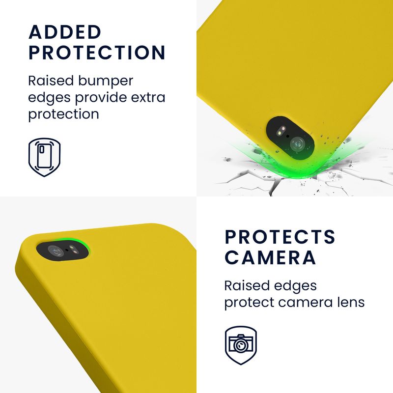 Laptop, Telefoane si Tablete - Telefoane mobile si accesorii - Accesorii Telefoane - Huse telefoane - Husa Kwmobile pentru iPhone SE (generatia 1 (2016))/5/5S, incarcare wireless, silicon, galben - Infinity.ro