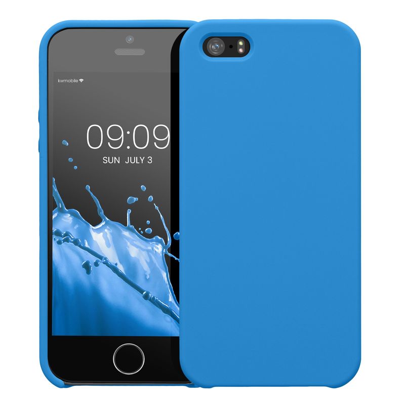 Laptop, Telefoane si Tablete - Telefoane mobile si accesorii - Accesorii Telefoane - Huse telefoane - Husa Kwmobile pentru iPhone SE (generatia 1 (2016))/5/5S, incarcare wireless, silicon, albastru - Infinity.ro