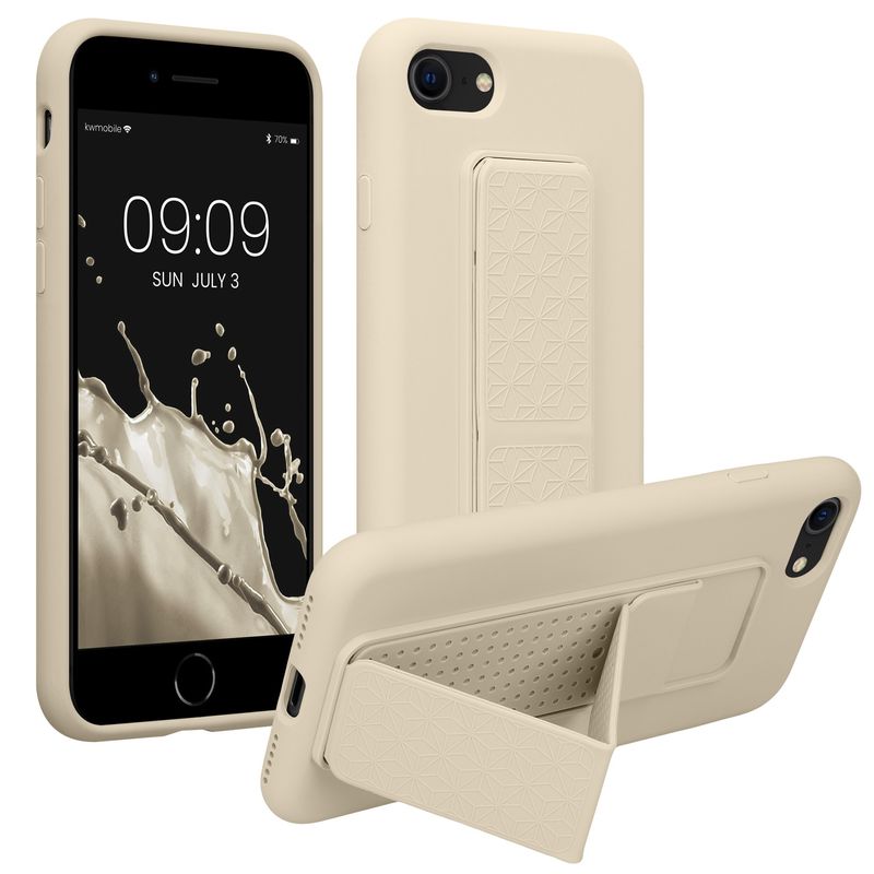Laptop, Telefoane si Tablete - Telefoane mobile si accesorii - Accesorii Telefoane - Huse telefoane - Husa Kwmobile pentru iPhone SE3/SE2/SE (2022)/SE (2020), functie stand, silicon, bej - Infinity.ro