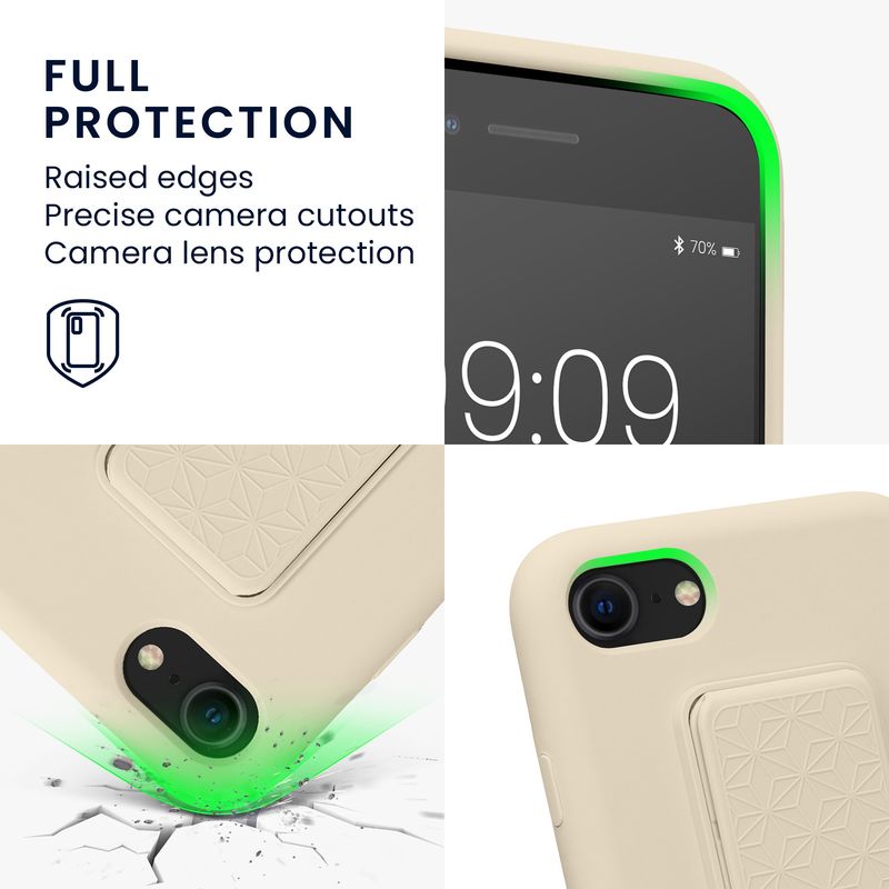 Laptop, Telefoane si Tablete - Telefoane mobile si accesorii - Accesorii Telefoane - Huse telefoane - Husa Kwmobile pentru iPhone SE3/SE2/SE (2022)/SE (2020), functie stand, silicon, bej - Infinity.ro