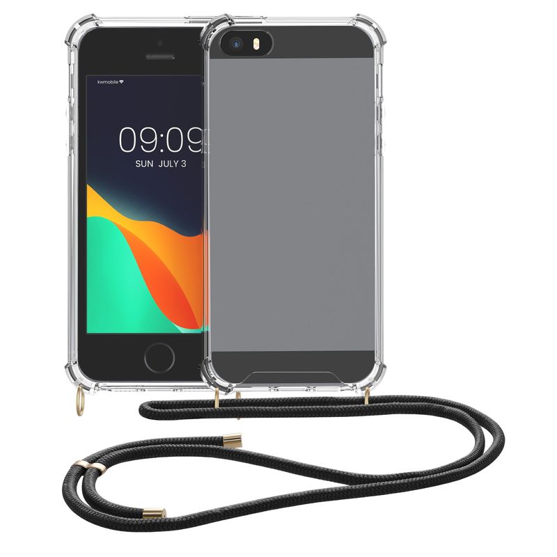 Laptop, Telefoane si Tablete - Telefoane mobile si accesorii - Accesorii Telefoane - Huse telefoane - Husa Kwmobile pentru iPhone SE (generatia 1 (2016))/5/5S, protectie la socuri, TPU, negru, transparent - Infinity.ro