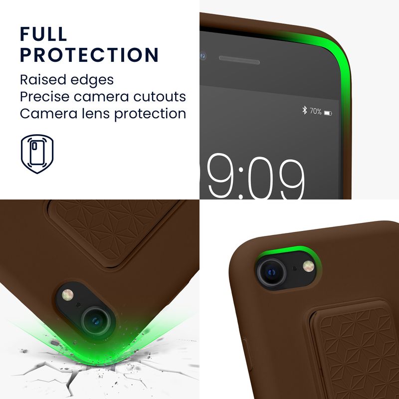 Laptop, Telefoane si Tablete - Telefoane mobile si accesorii - Accesorii Telefoane - Huse telefoane - Husa Kwmobile pentru iPhone SE3/SE2/SE (2022)/SE (2020), functie stand, silicon, maro - Infinity.ro