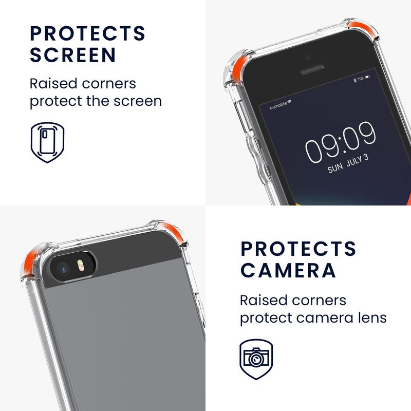 Laptop, Telefoane si Tablete - Telefoane mobile si accesorii - Accesorii Telefoane - Huse telefoane - Husa Kwmobile pentru iPhone SE (generatia 1 (2016))/5/5S, protectie la socuri, TPU, negru, transparent - Infinity.ro