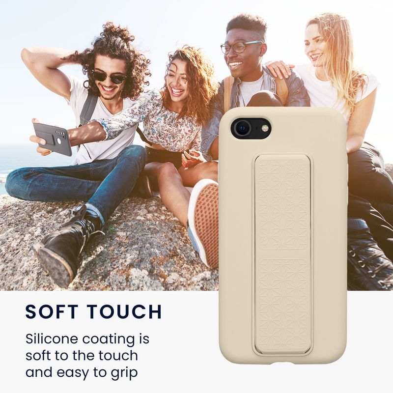 Laptop, Telefoane si Tablete - Telefoane mobile si accesorii - Accesorii Telefoane - Huse telefoane - Husa Kwmobile pentru iPhone SE3/SE2/SE (2022)/SE (2020), functie stand, silicon, bej - Infinity.ro