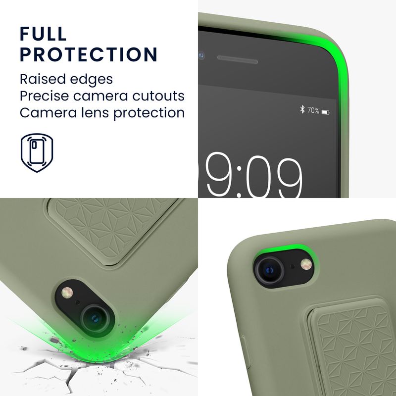Laptop, Telefoane si Tablete - Telefoane mobile si accesorii - Accesorii Telefoane - Huse telefoane - Husa Kwmobile pentru iPhone SE3/SE2/SE (2022)/SE (2020), functie stand, silicon, verde - Infinity.ro