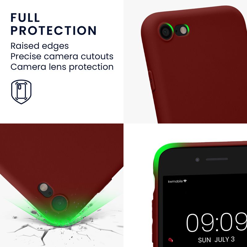 Laptop, Telefoane si Tablete - Telefoane mobile si accesorii - Accesorii Telefoane - Huse telefoane - Husa Kwmobile pentru iPhone SE3/SE2/SE (2022)/SE (2020), anti-alunecare, silicon, rosu - Infinity.ro