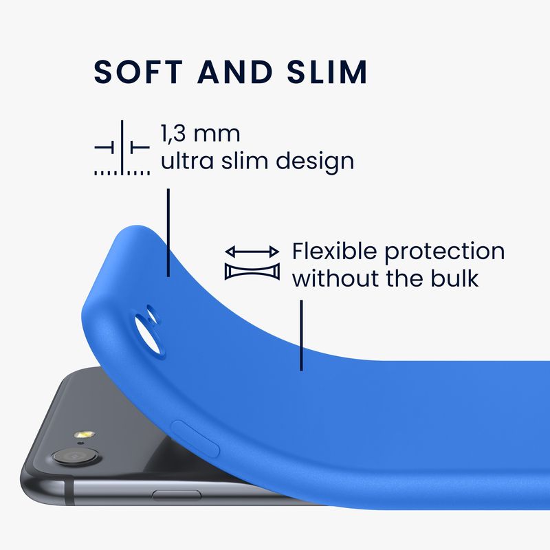 Laptop, Telefoane si Tablete - Telefoane mobile si accesorii - Accesorii Telefoane - Huse telefoane - Husa Kwmobile pentru iPhone SE3/SE2/SE (2022)/SE (2020), incarcare wireless, silicon, albastru - Infinity.ro