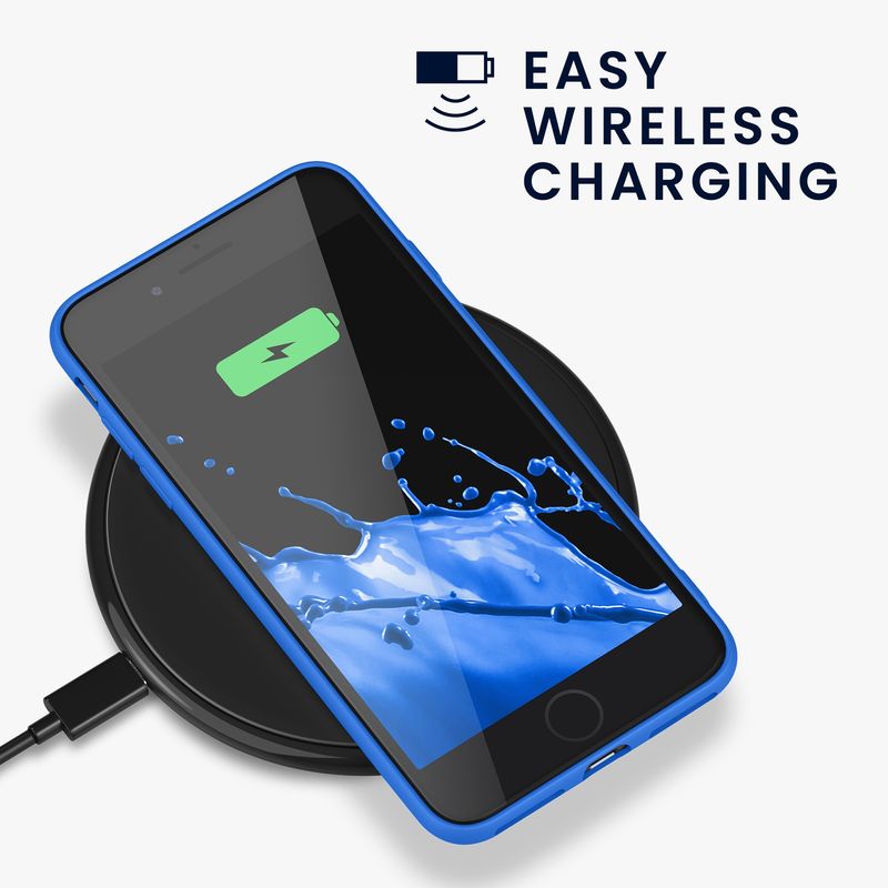 Laptop, Telefoane si Tablete - Telefoane mobile si accesorii - Accesorii Telefoane - Huse telefoane - Husa Kwmobile pentru iPhone SE3/SE2/SE (2022)/SE (2020), incarcare wireless, silicon, albastru - Infinity.ro