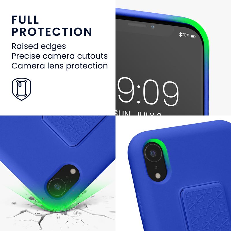 Laptop, Telefoane si Tablete - Telefoane mobile si accesorii - Accesorii Telefoane - Huse telefoane - Husa Kwmobile pentru iPhone XR, functie stand, silicon, albastru - Infinity.ro
