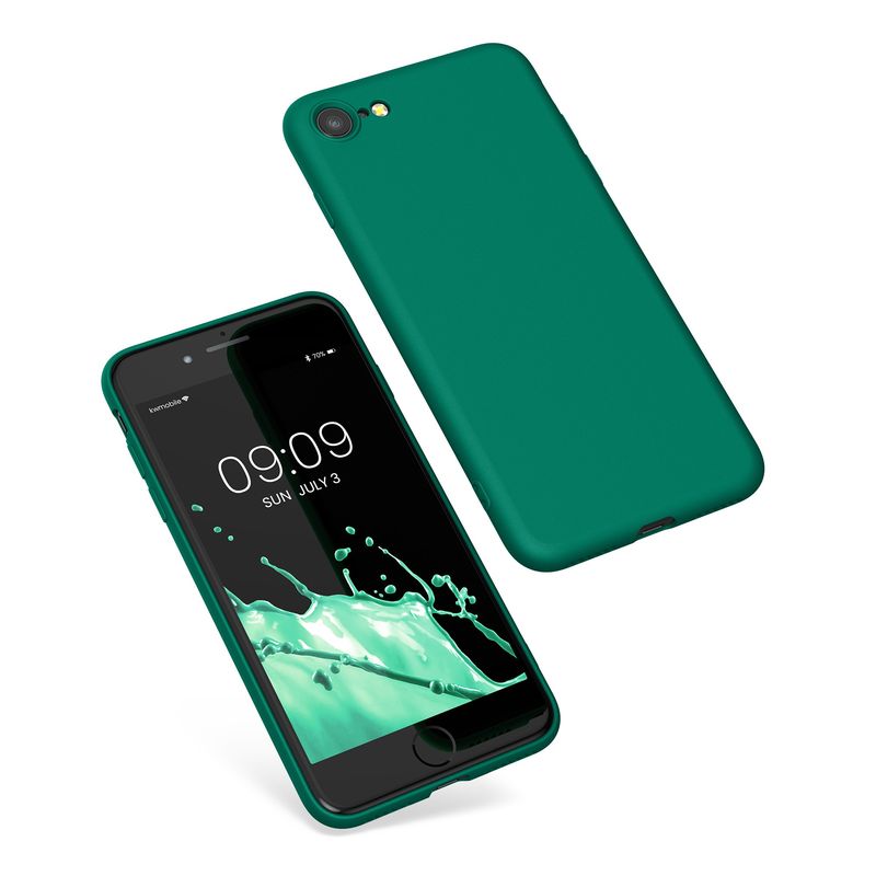 Laptop, Telefoane si Tablete - Telefoane mobile si accesorii - Accesorii Telefoane - Huse telefoane - Husa Kwmobile pentru iPhone SE3/SE2/SE (2022)/SE (2020), protectie la socuri, silicon, verde smarald - Infinity.ro