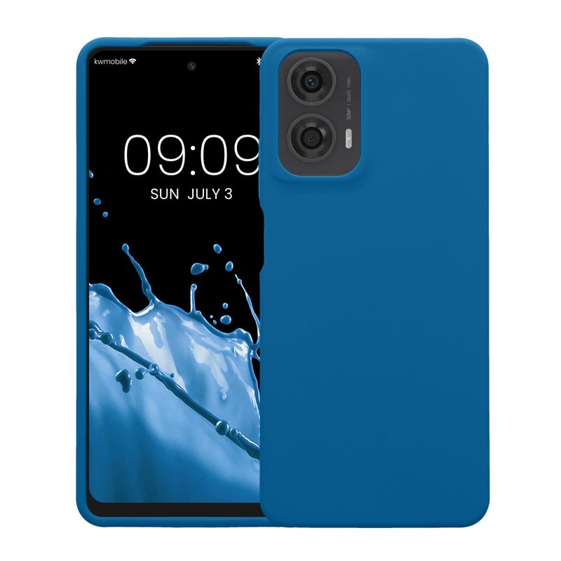 Laptop, Telefoane si Tablete - Telefoane mobile si accesorii - Accesorii Telefoane - Huse telefoane - Husa Kwmobile pentru Motorola Moto G24/Moto E14/Moto G04/Moto G04s, incarcare wireless, silicon, albastru - Infinity.ro