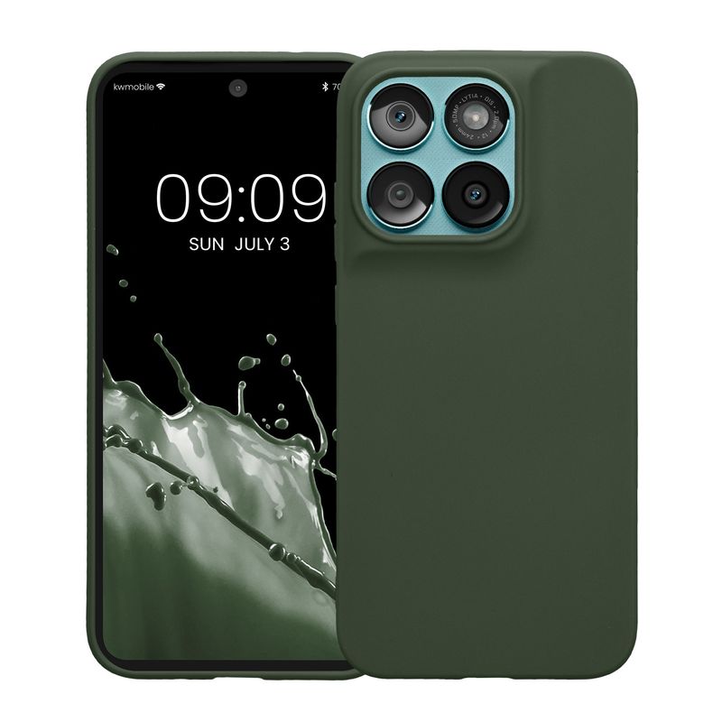 Laptop, Telefoane si Tablete - Telefoane mobile si accesorii - Accesorii Telefoane - Huse telefoane - Husa Kwmobile pentru Motorola Moto G67 5G/Moto G77 5G, incarcare wireless, anti-alunecare, silicon, verde - Infinity.ro