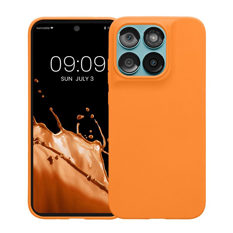 Laptop, Telefoane si Tablete - Telefoane mobile si accesorii - Accesorii Telefoane - Huse telefoane - Husa Kwmobile pentru Motorola Moto G67 5G/Moto G77 5G, incarcare wireless, anti-alunecare, silicon, portocaliu - Infinity.ro
