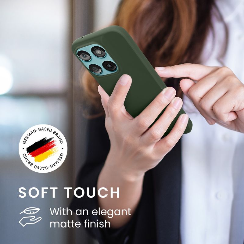 Laptop, Telefoane si Tablete - Telefoane mobile si accesorii - Accesorii Telefoane - Huse telefoane - Husa Kwmobile pentru Motorola Moto G67 5G/Moto G77 5G, incarcare wireless, anti-alunecare, silicon, verde - Infinity.ro